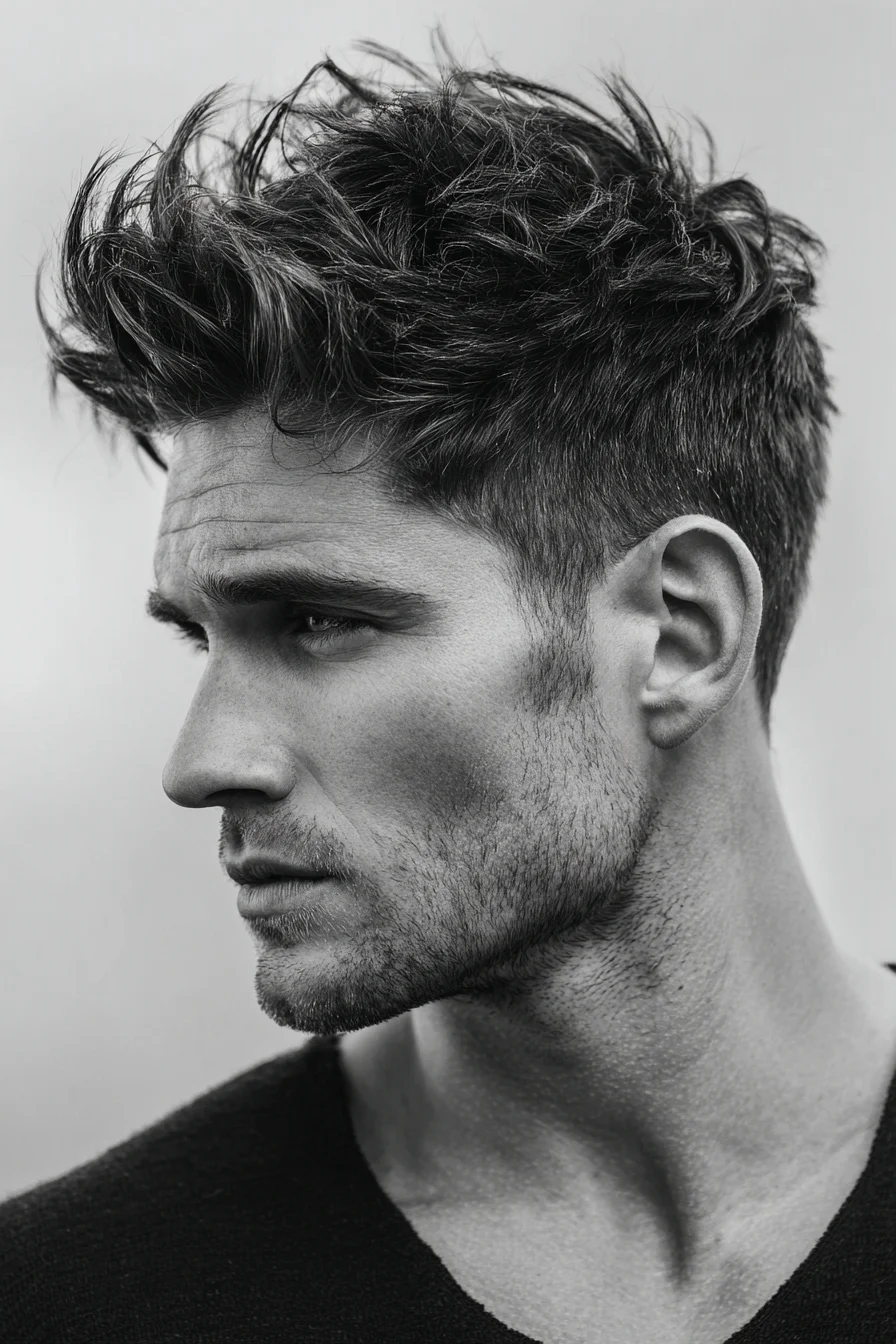 Textured Messy Quiff with Short Tapered Sides — Modern Mens Hairstyle