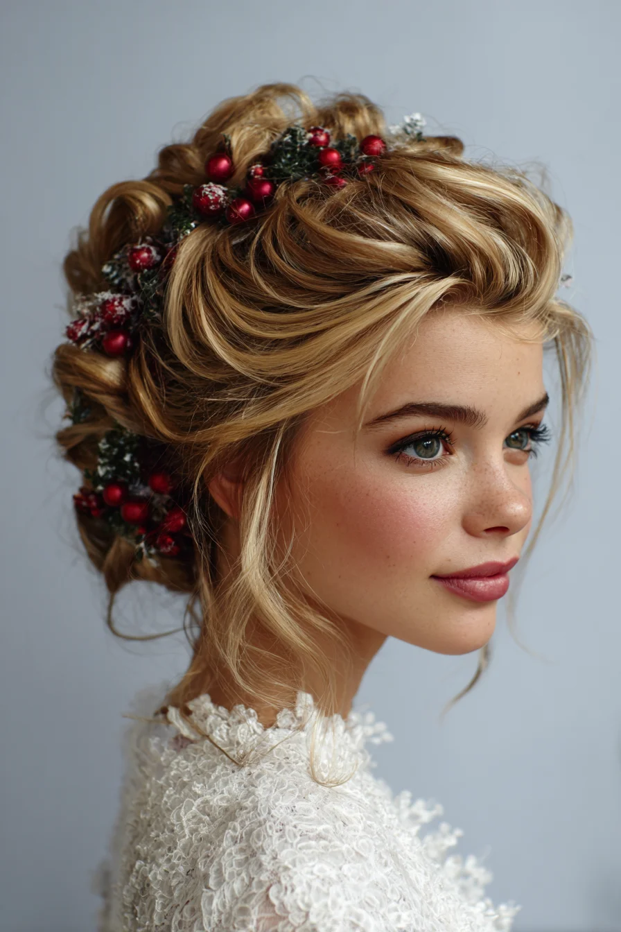 Textured Romantic Bridal Updo with Loose Face‑Framing Tendrils