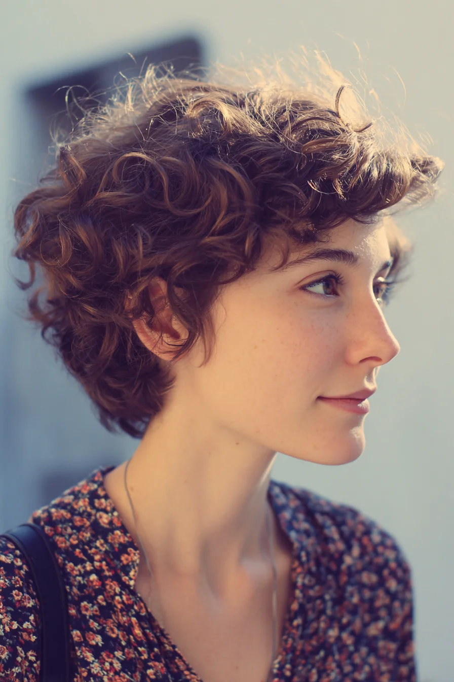 Textured Short Curly Pixie — Tousled Natural Curls