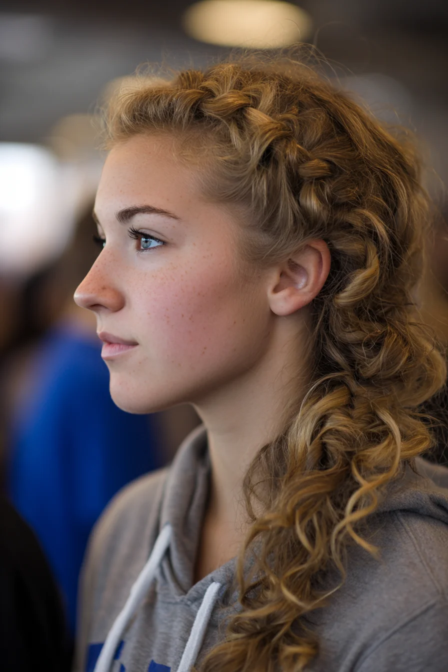 Textured Side Dutch Braid with Loose Curly Cascade