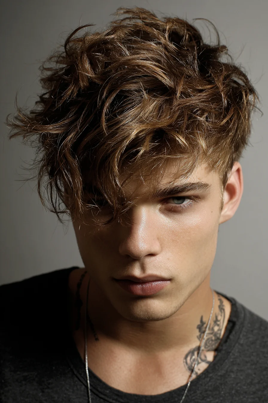 Textured Tousled Fringe — Messy Medium-Length Mens Cut