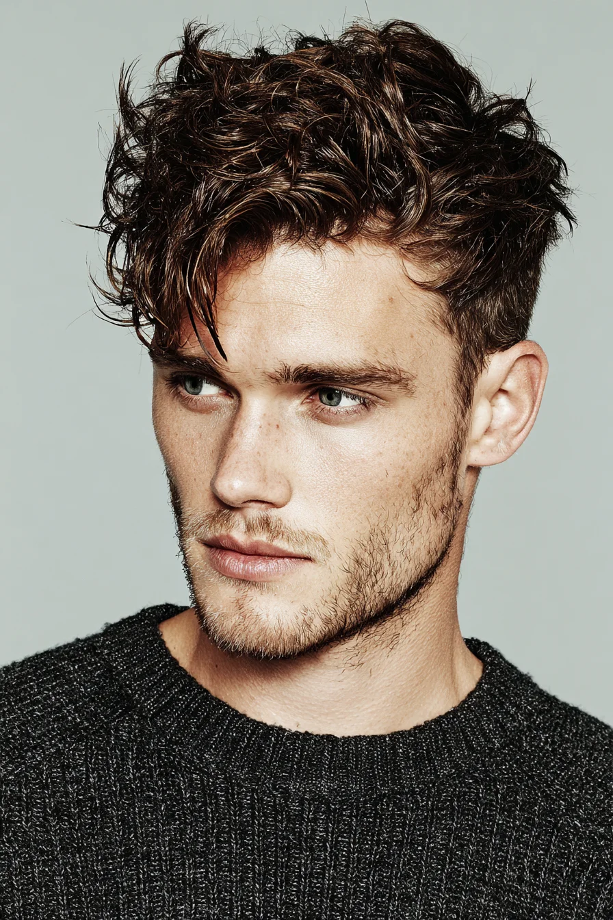 Textured Tousled Wavy Crop with Tapered Sides