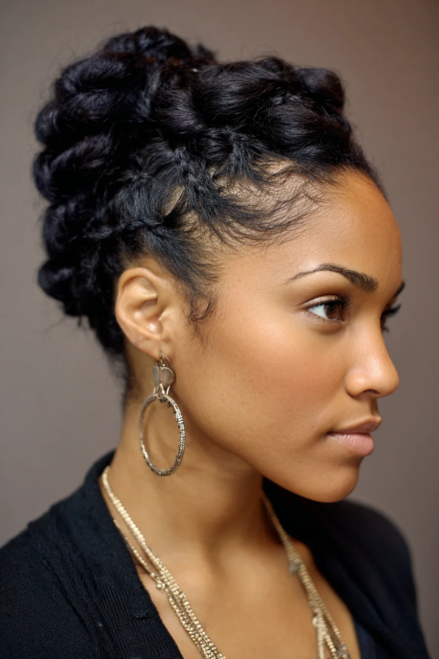 Textured Twisted Crown Updo — Natural Hair Braided/Twist Updo