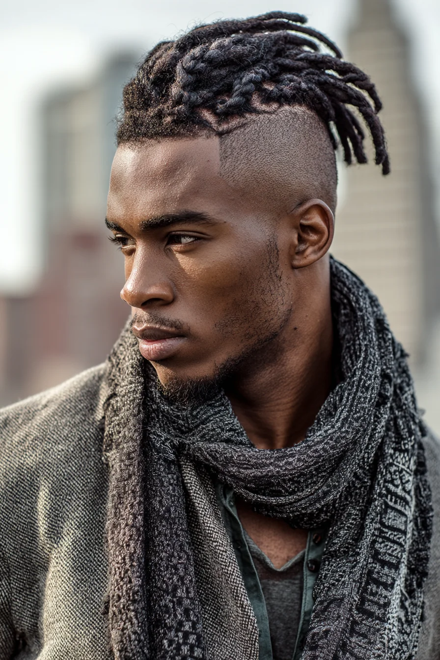 Textured Twisted Locs with High Skin Fade Undercut