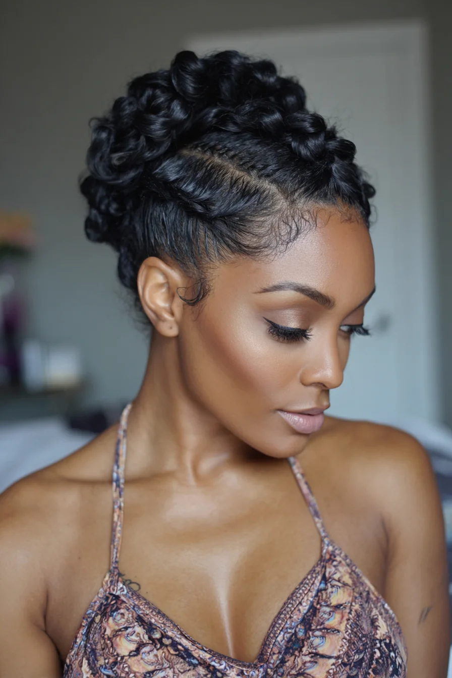 Textured Twisted Updo with Sleek Edges — Natural/Curly 3-4 Hair