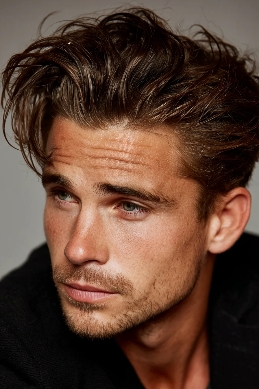 Textured Voluminous Quiff — Medium-Length Wavy/Straight Hair