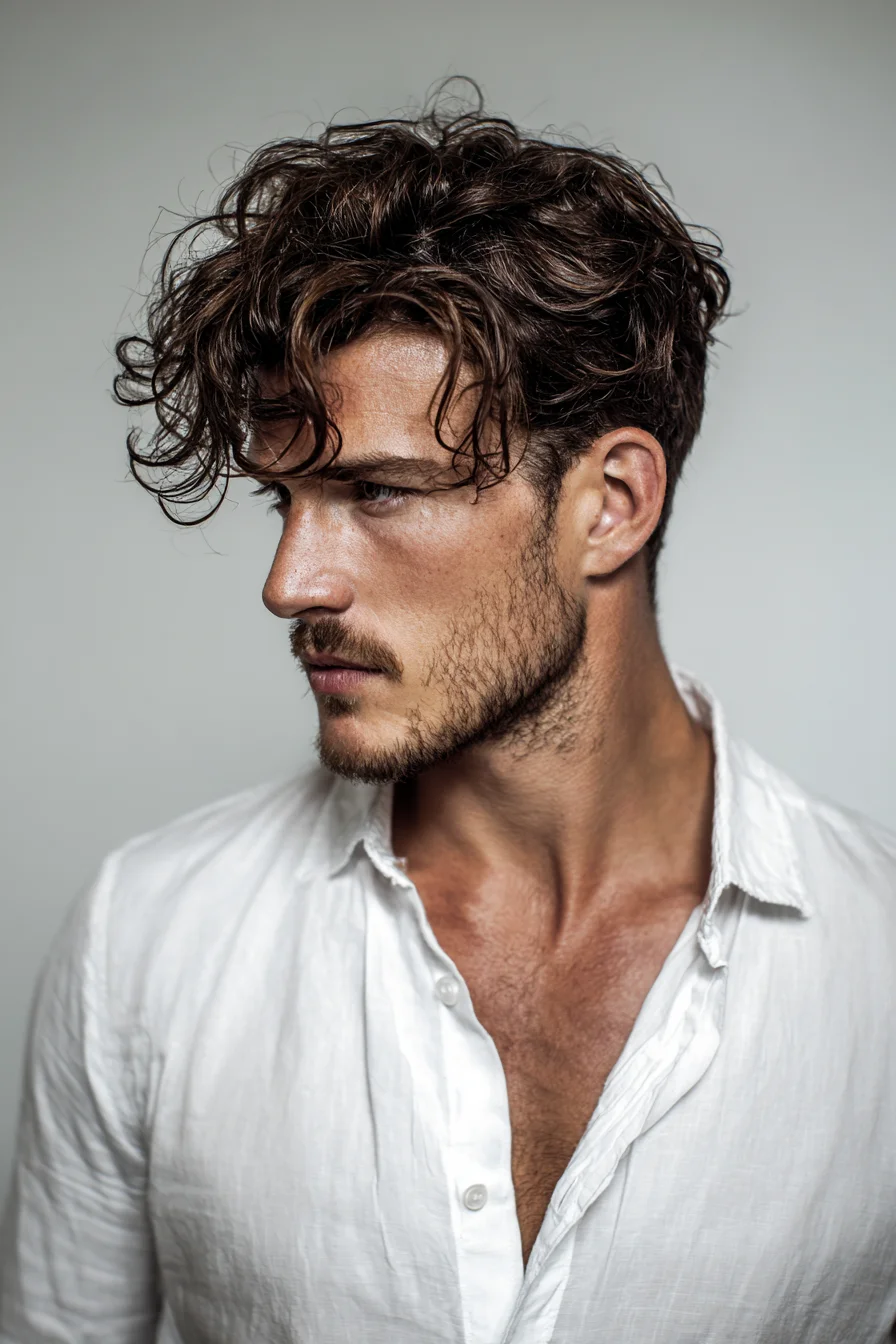 Textured Wavy‑Curly Top with Tapered Sides