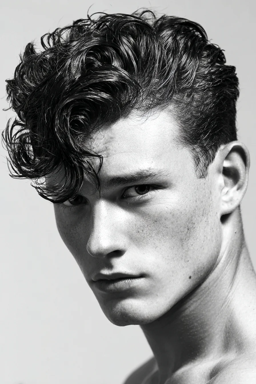 Textured Wavy Quiff with Tapered Short Sides