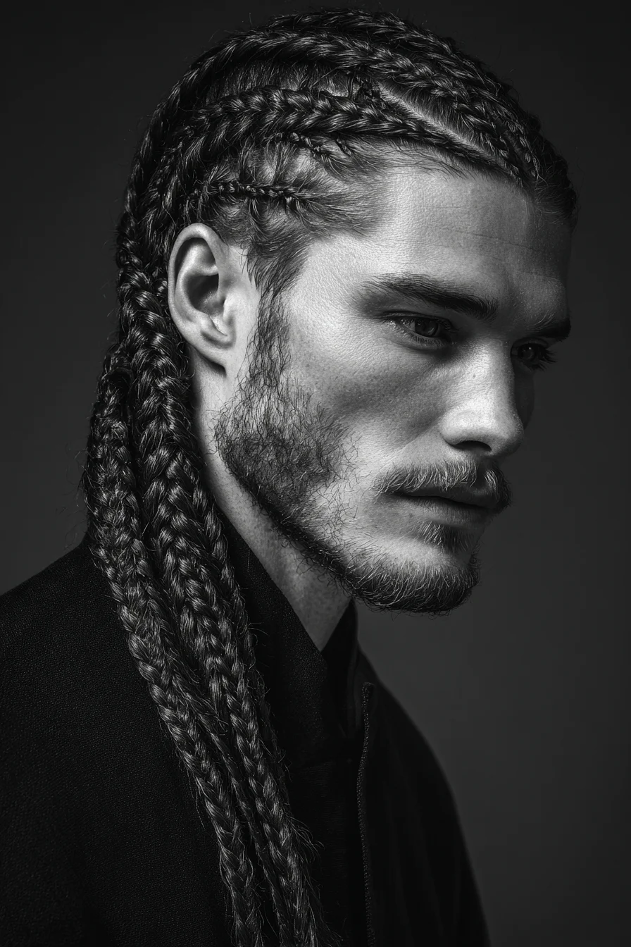 Tight Cornrow-to-Long Box Braids — Mens Long Braided Hairstyle