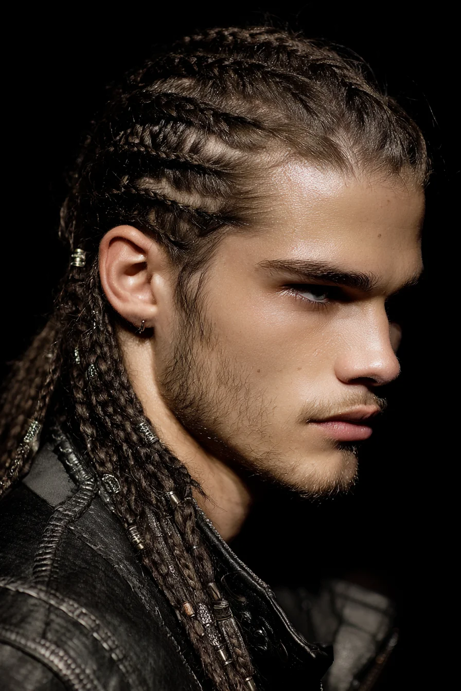 Tight Cornrows with Beaded Microbraids — Mens Long Braided Style