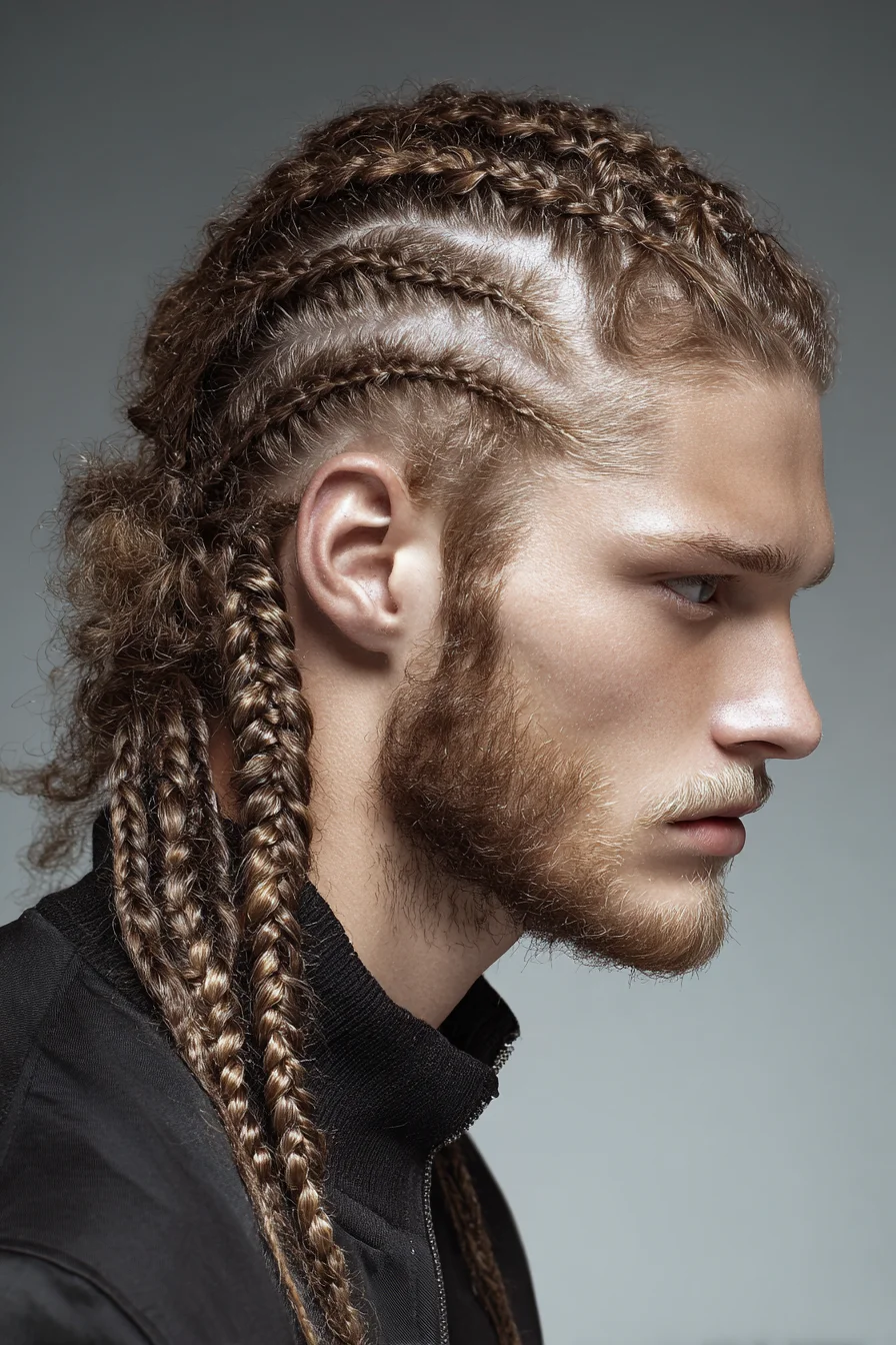Tight Cornrows with Long Back Braids — Mens Braided Textured Style