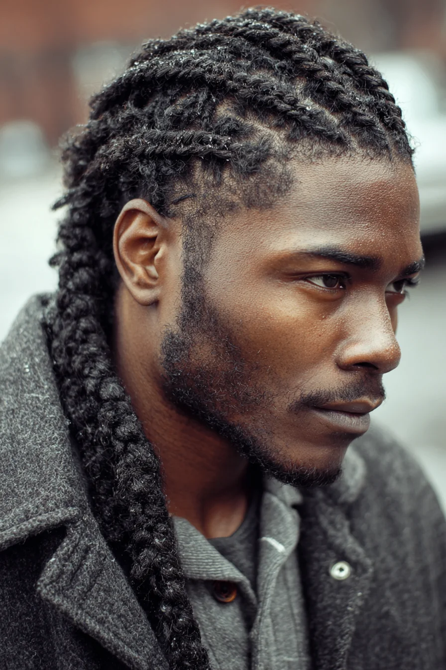 Tight Feed‑In Cornrows Transitioning to Long Thick Braids