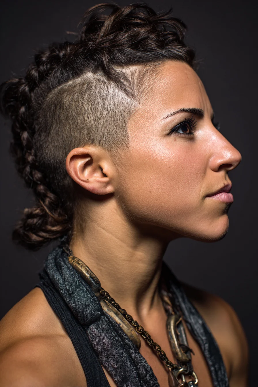 Undercut Braided Mohawk — Shaved Sides with Center Cornrows