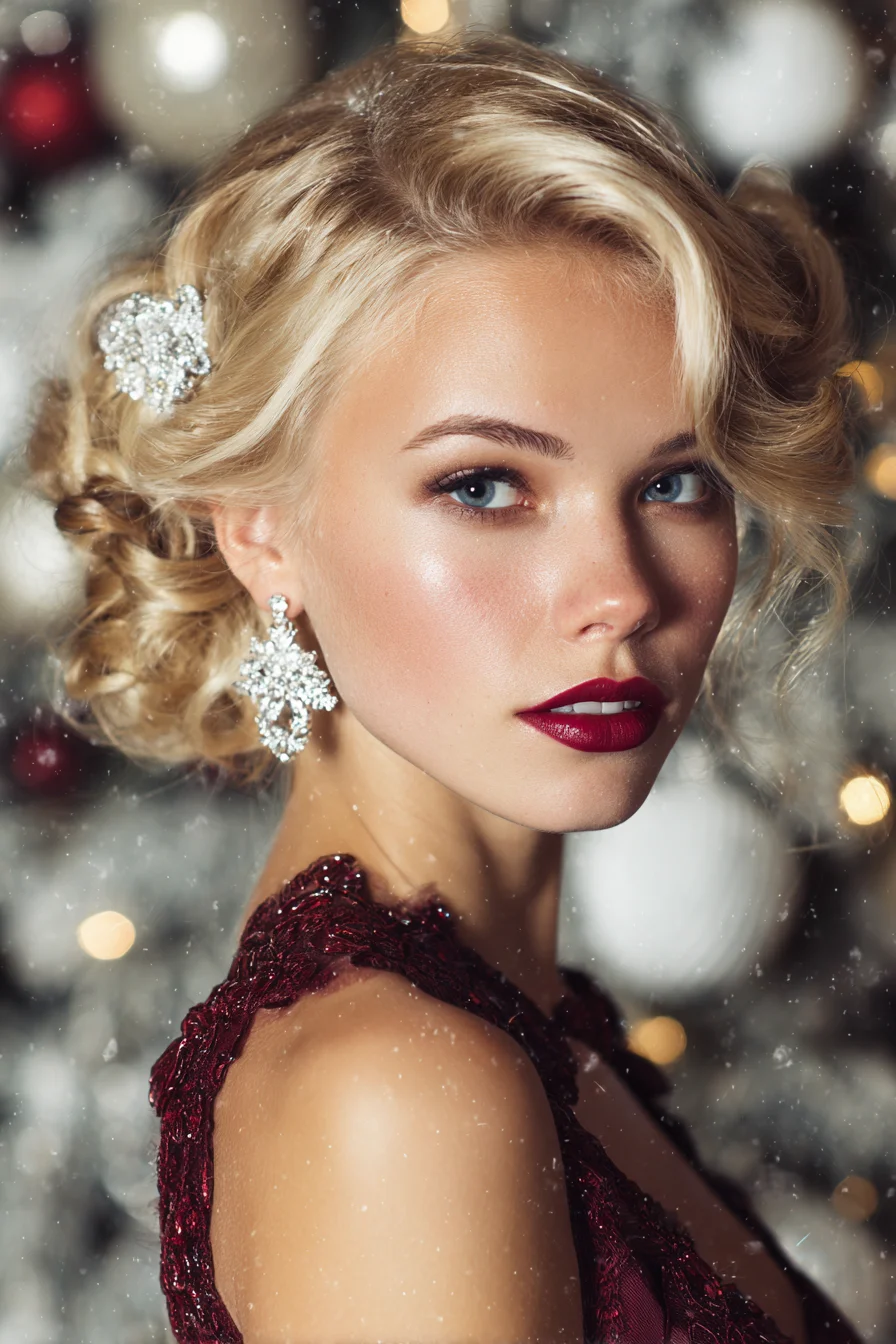 Vintage Low Pin-Up with Soft Side-Swept Curls