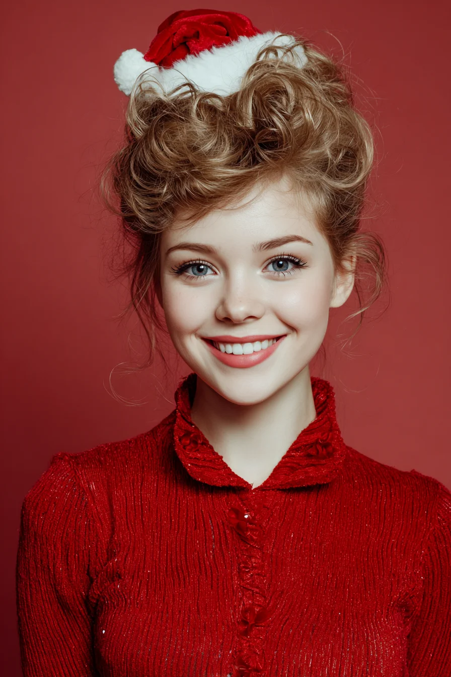 Voluminous Curly Updo with Soft Face‑Framing Tendrils