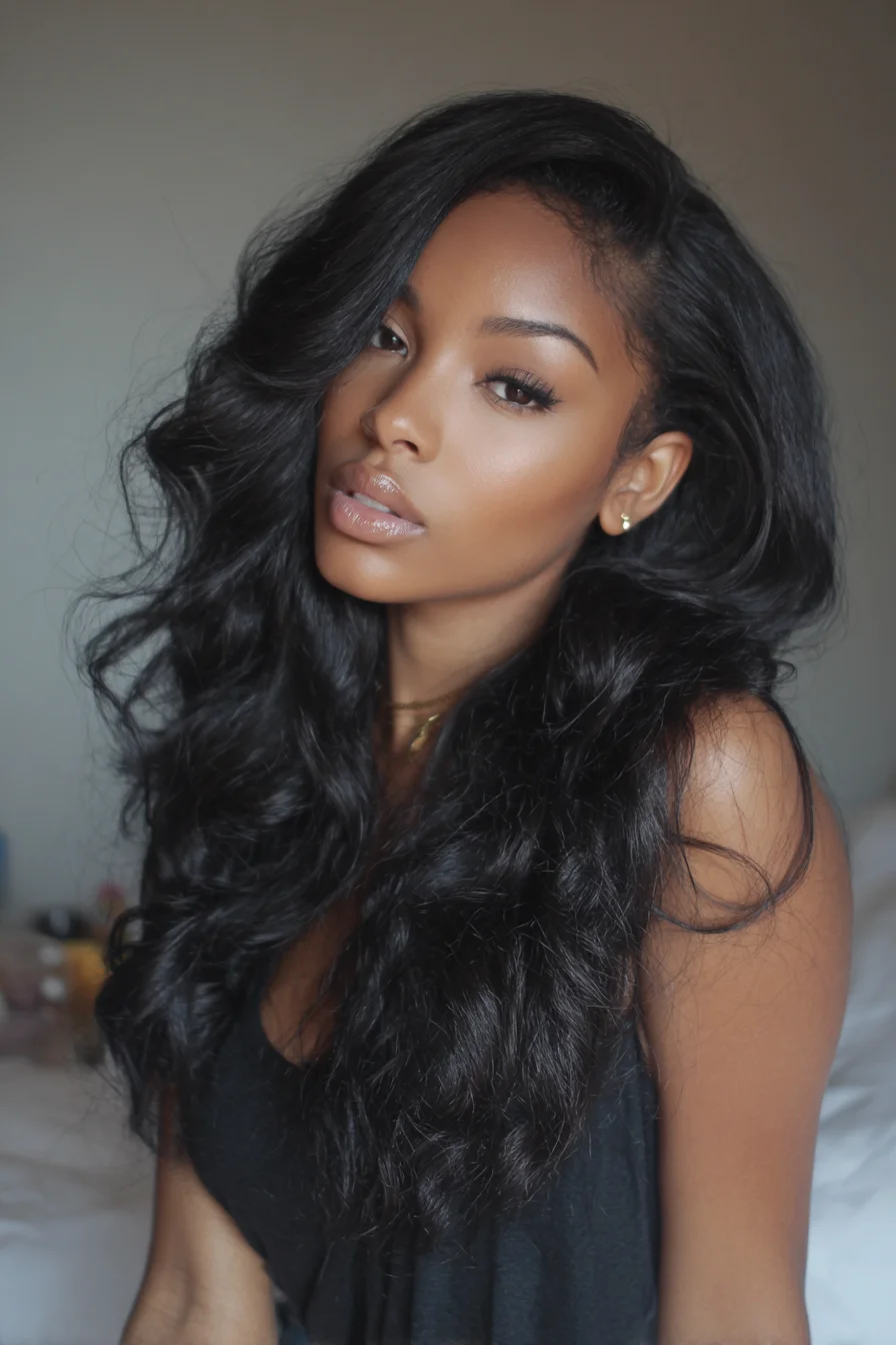 Voluminous Deep‑Side Loose Waves for Long, Thick Hair