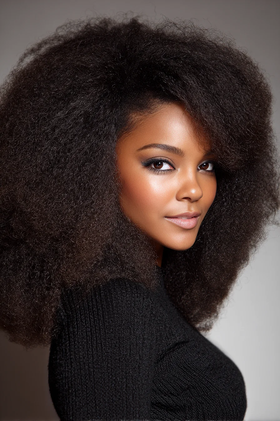 Voluminous Natural Afro for Type 4 Coily Hair