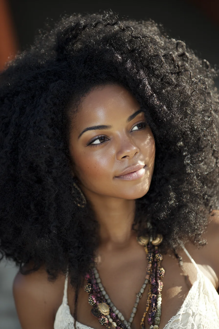 Voluminous Natural Afro with Defined Coils — Twist-Out/Wash-and-Go for 3C–4C Hair