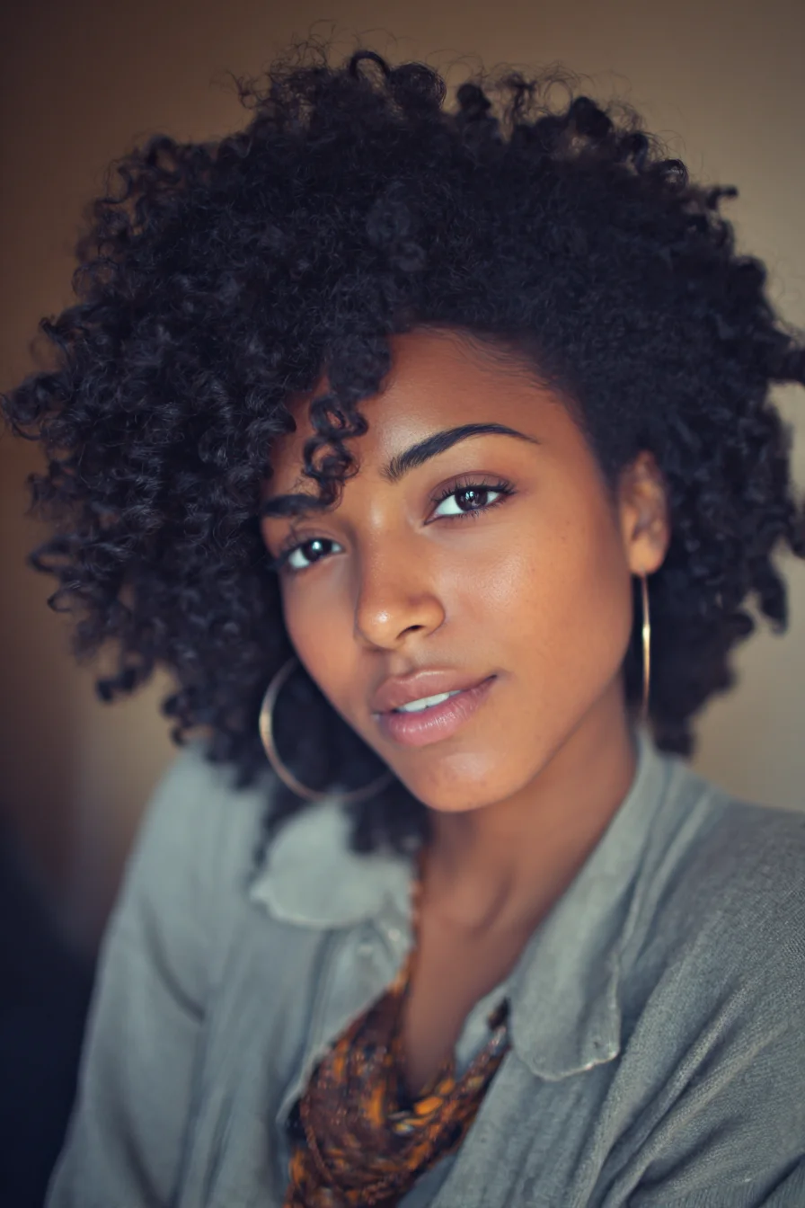 Voluminous Natural Curly Afro — Defined Coils for 3B–4A Hair