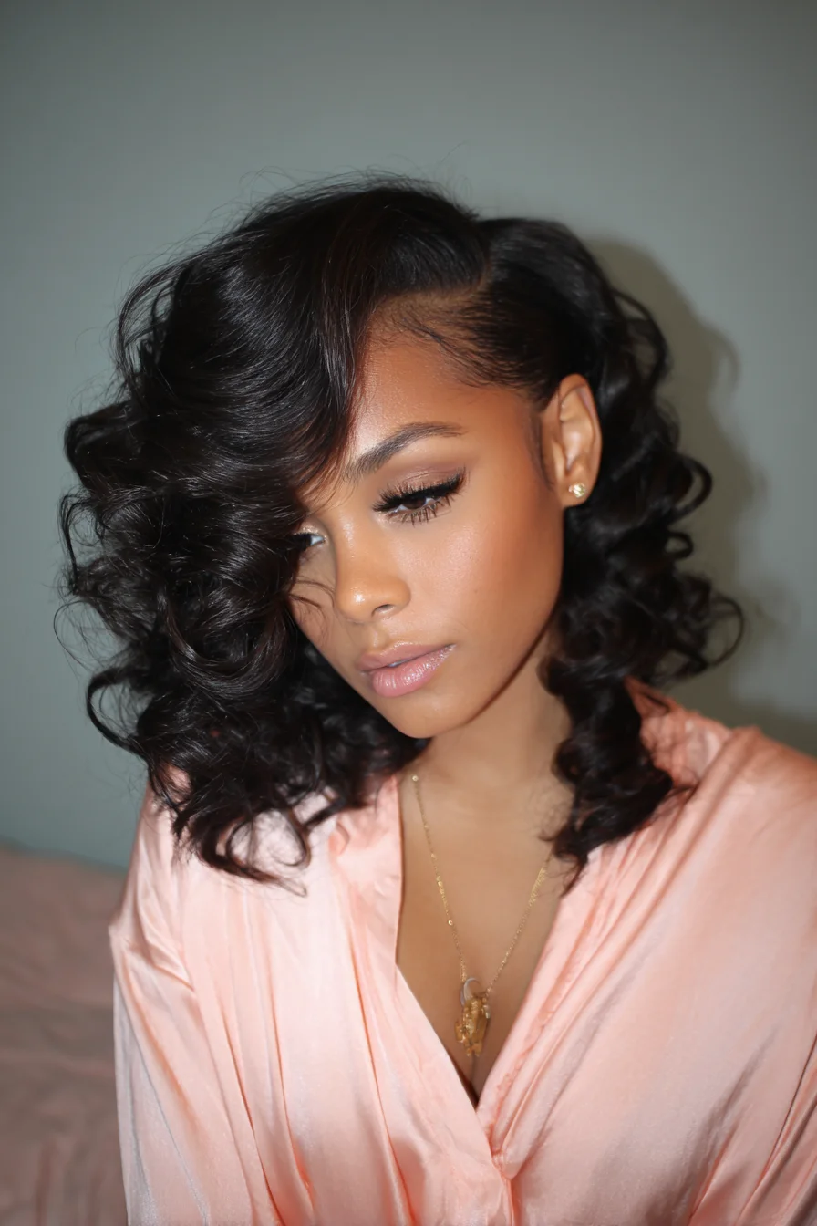 Voluminous Side‑Part Barrel Curls for Medium-Length Hair