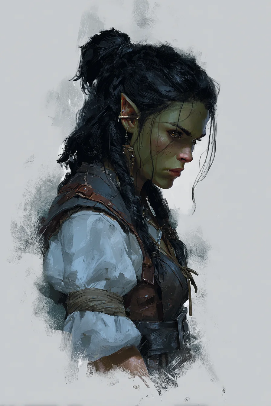 A Half-Orc Rogue Lost in Thought