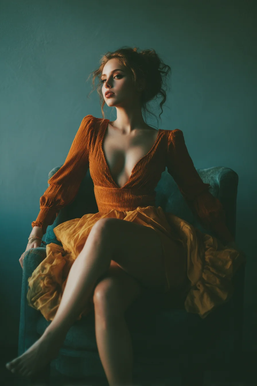 Amber and Teal in Repose