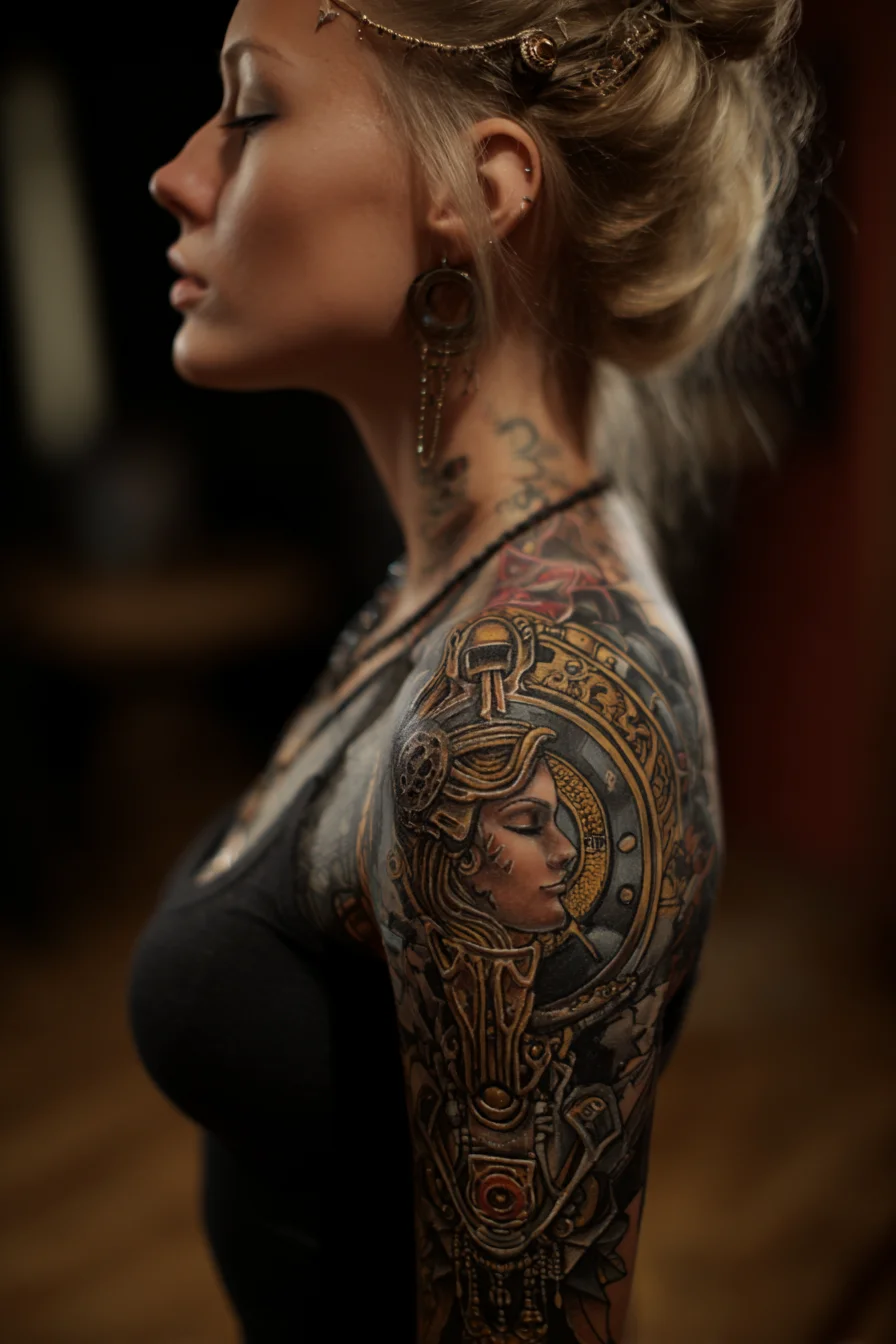 Ancient Goddess Sleeve in Gold and Shadow