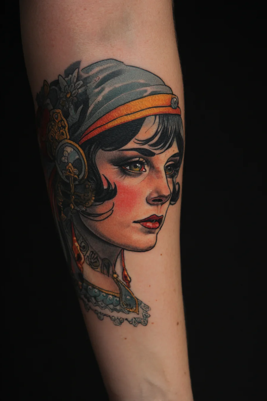 Art Deco Portrait in Ink