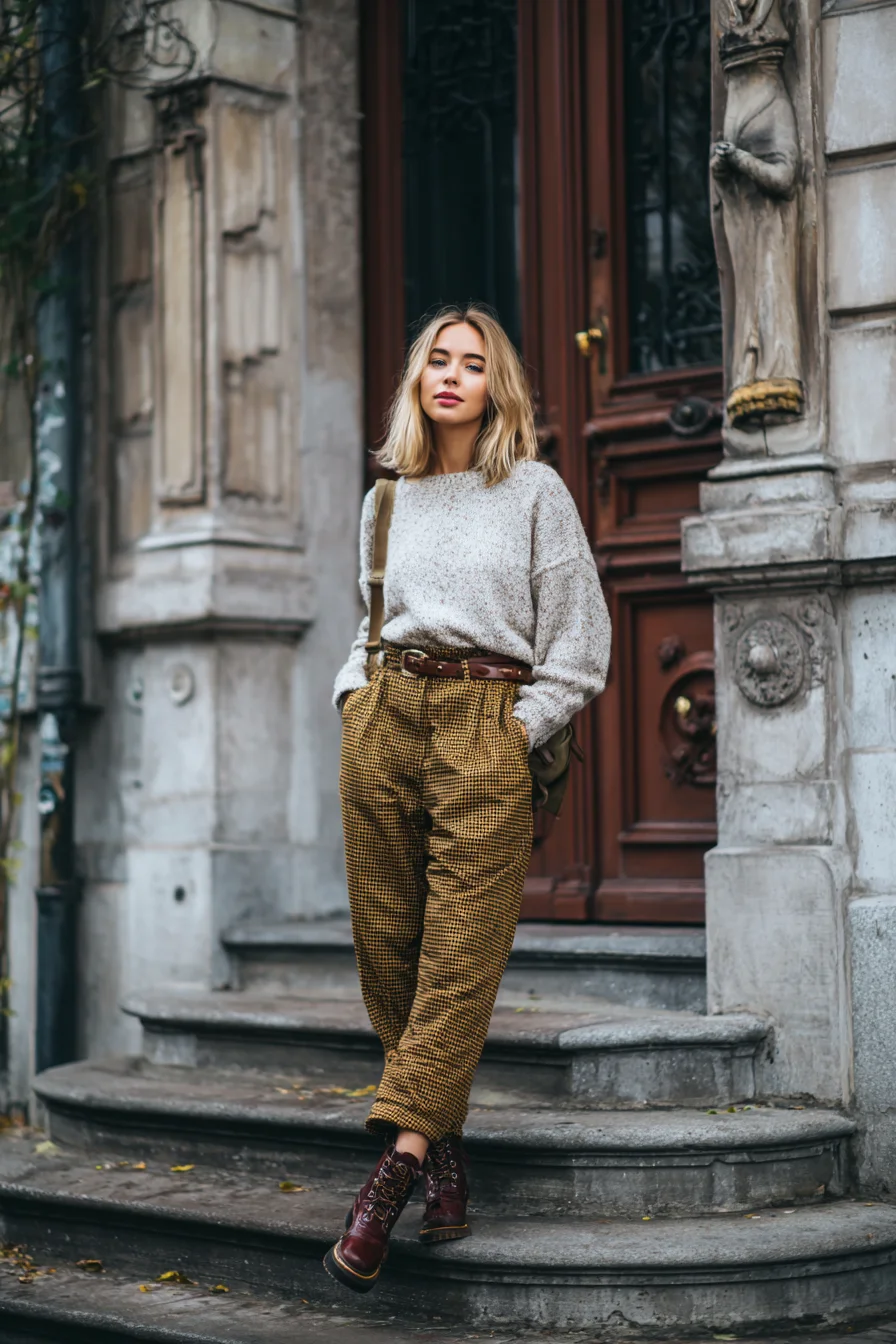 Autumn Textures on Cobblestone Streets