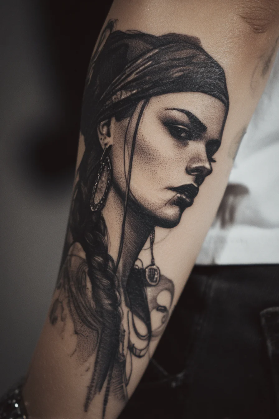 Dark Portrait Etched in Skin