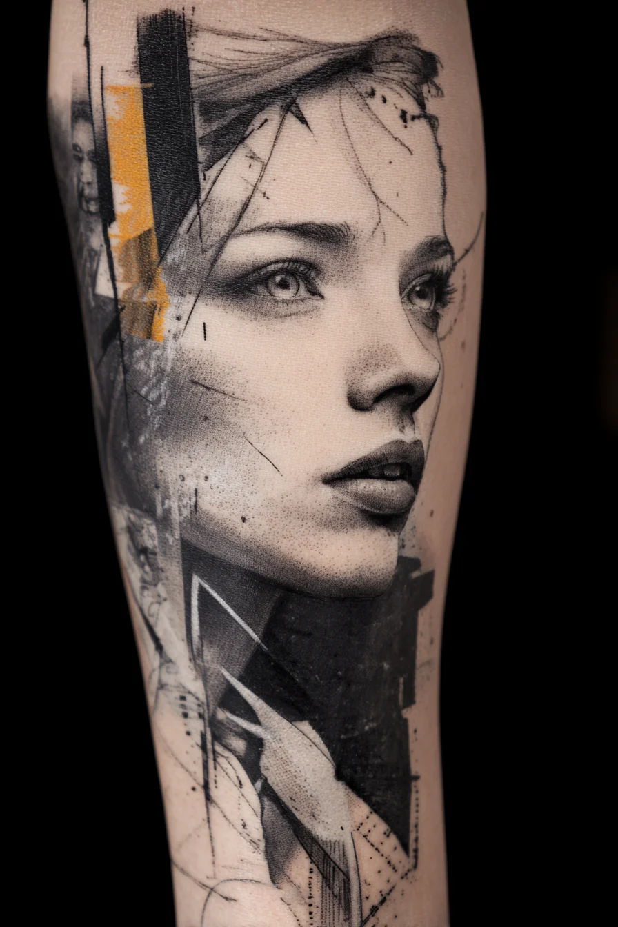 Fractured Portrait in Black and Gold