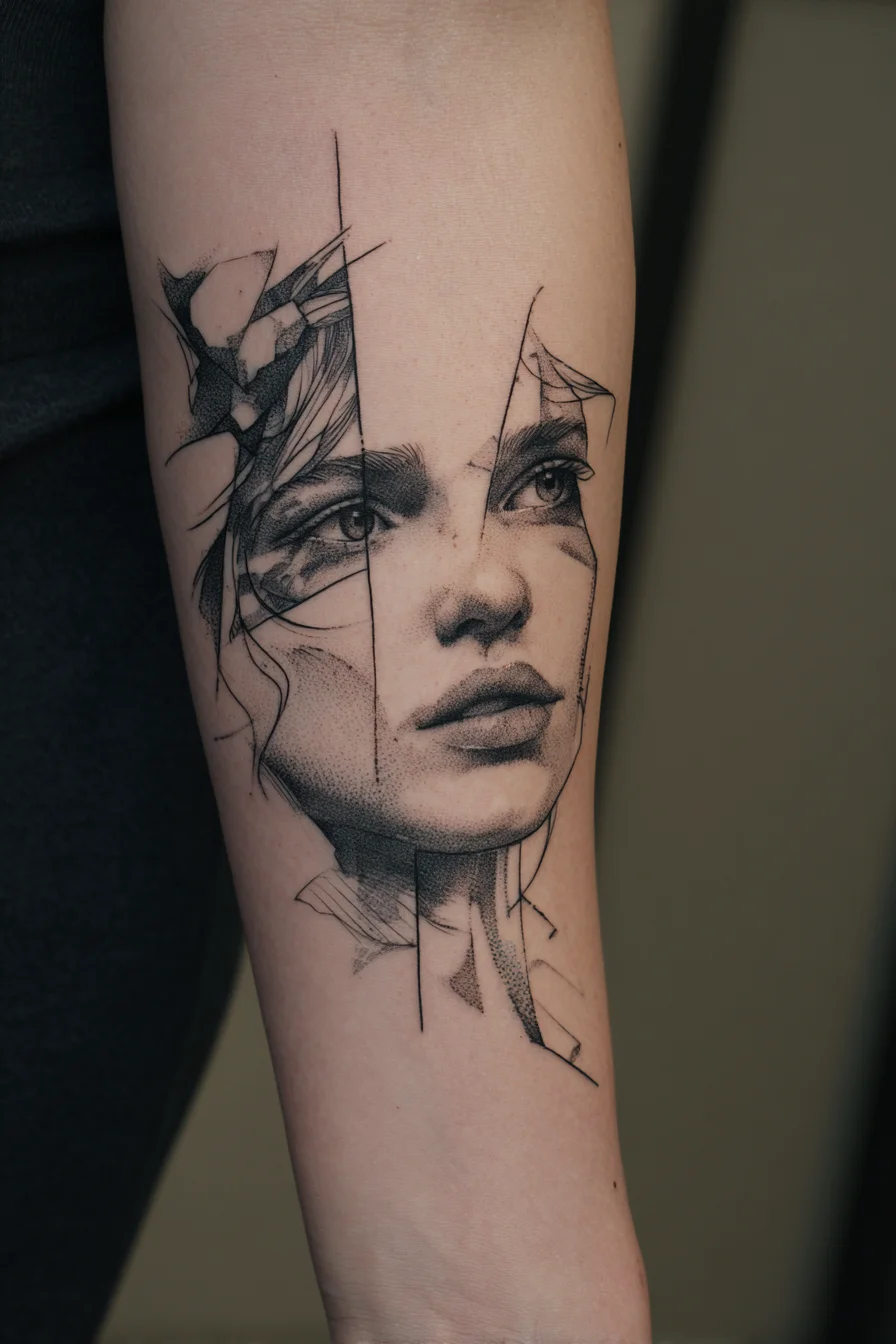 Fragmented Portrait in Fine Line