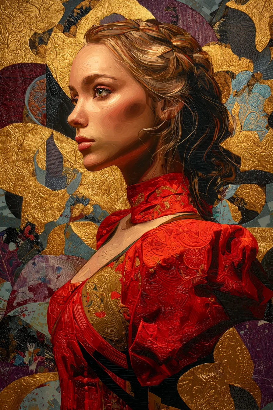Gold and Crimson Portrait