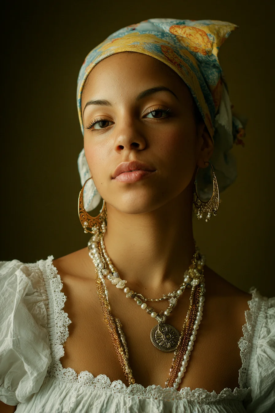 Gold, Pearls, and a Printed Wrap