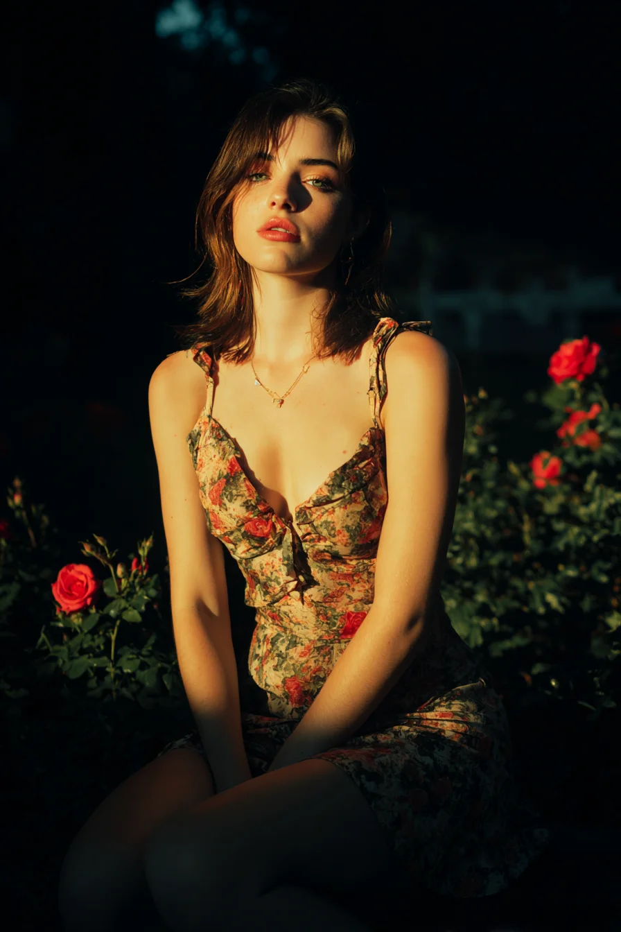 Golden Hour Among the Roses