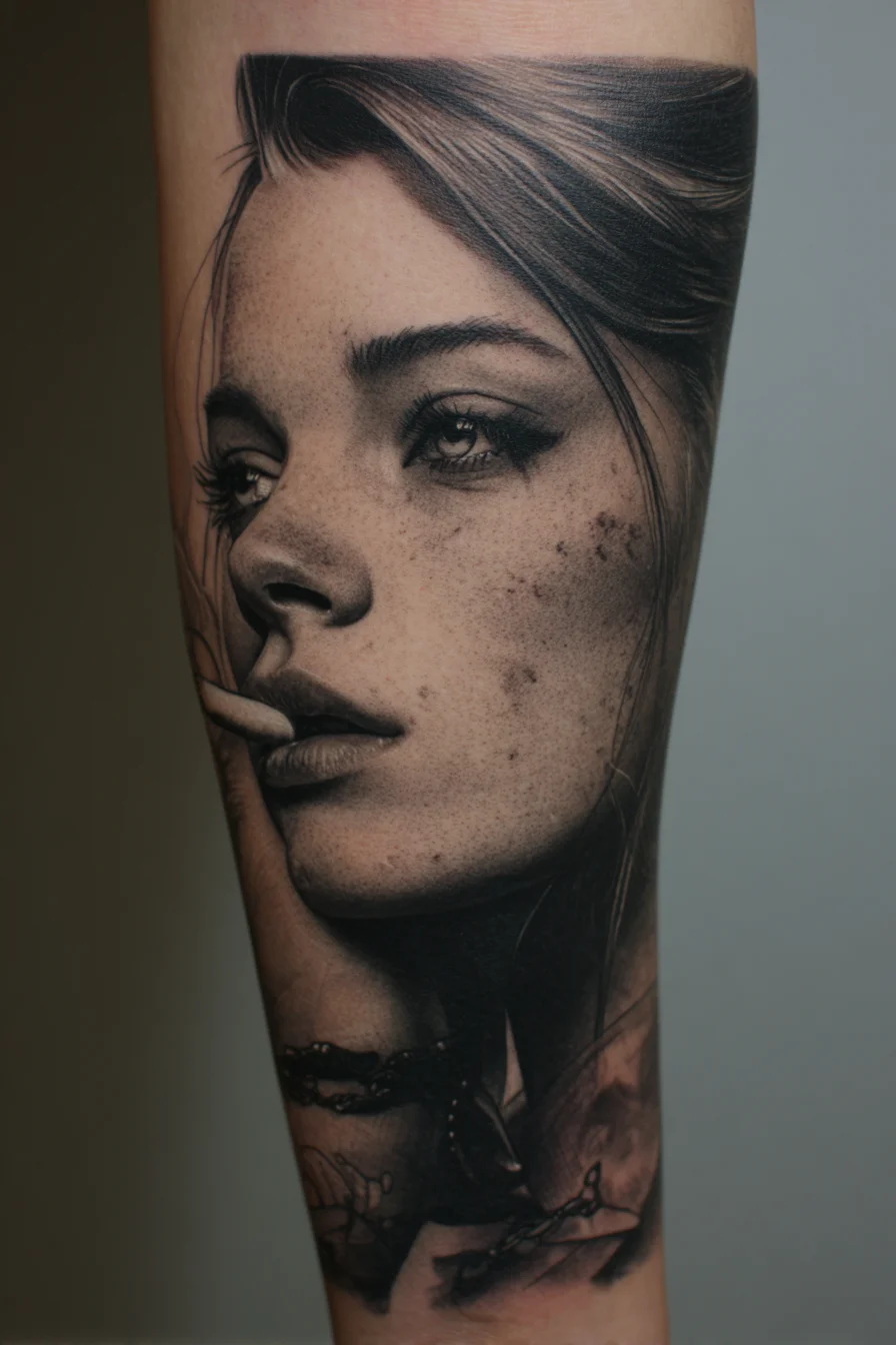 Hyperrealistic Portrait in Black and Grey