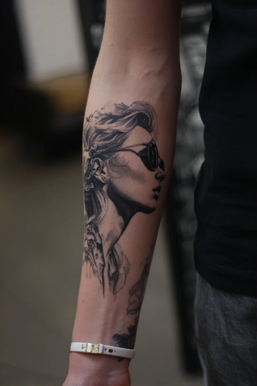 Ink Portrait on a Forearm