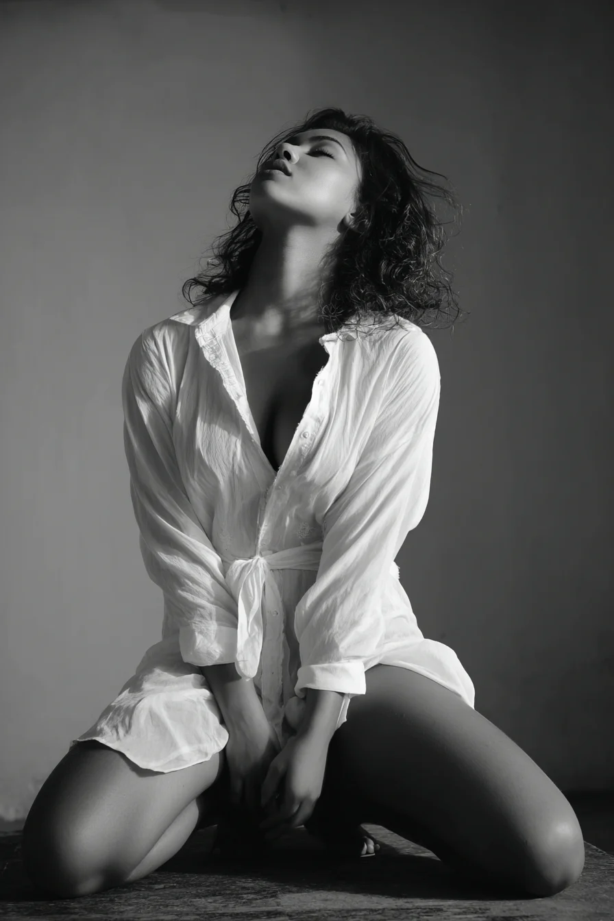 Kneeling Figure in White Linen