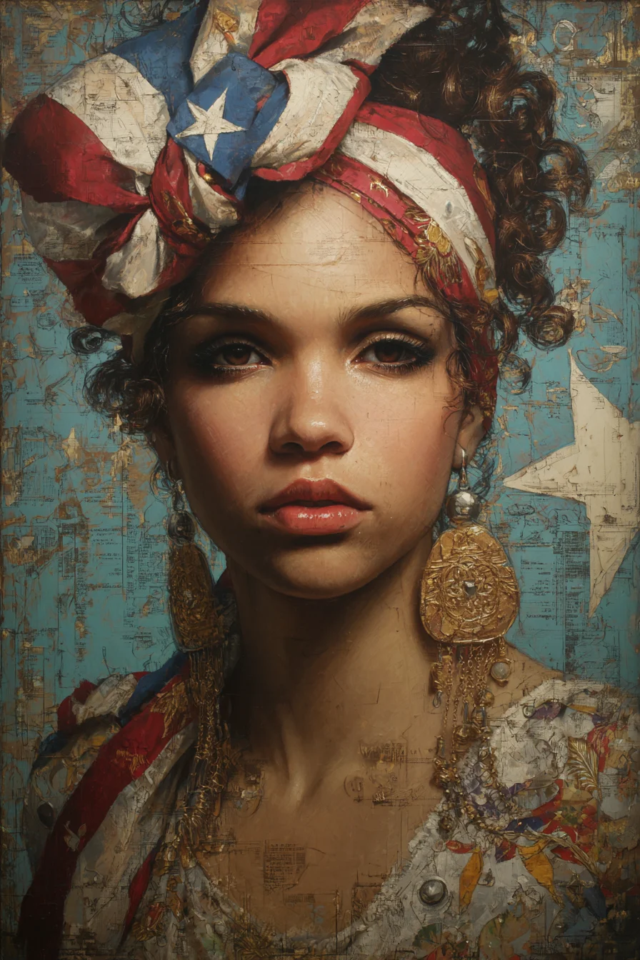 La Borinqueña in Gold and Red