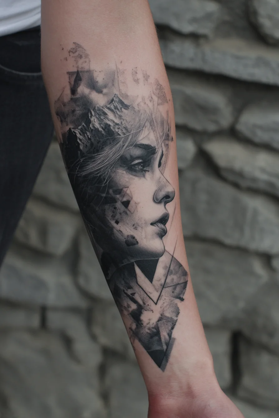 Mountain Portrait Forearm Tattoo