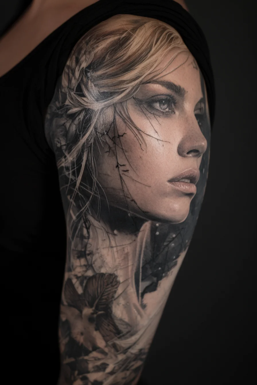 Portrait Sleeve in Black and Grey