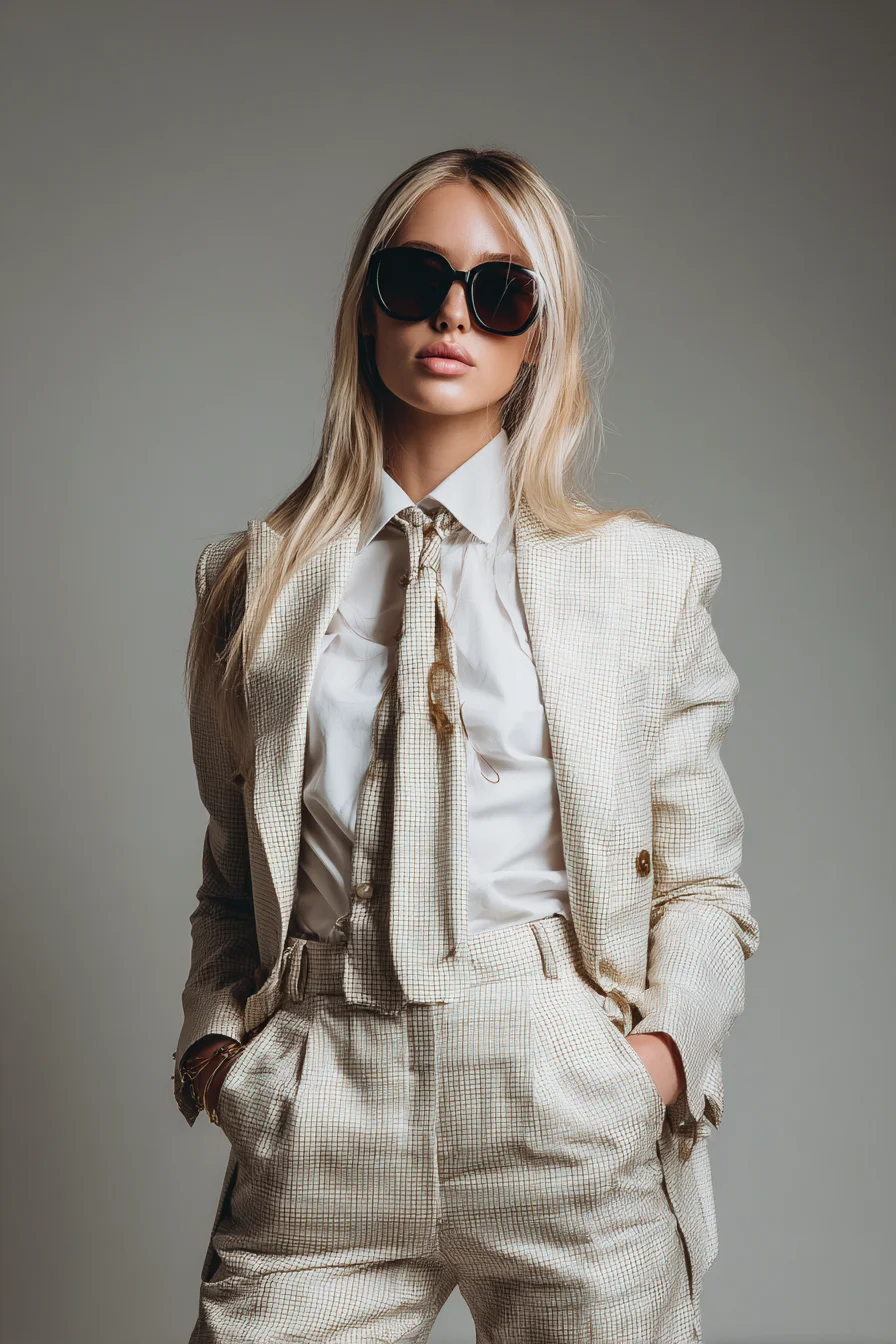 Power Dressing in Cream Plaid