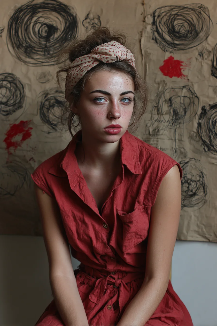 Red Linen and Raw Canvas