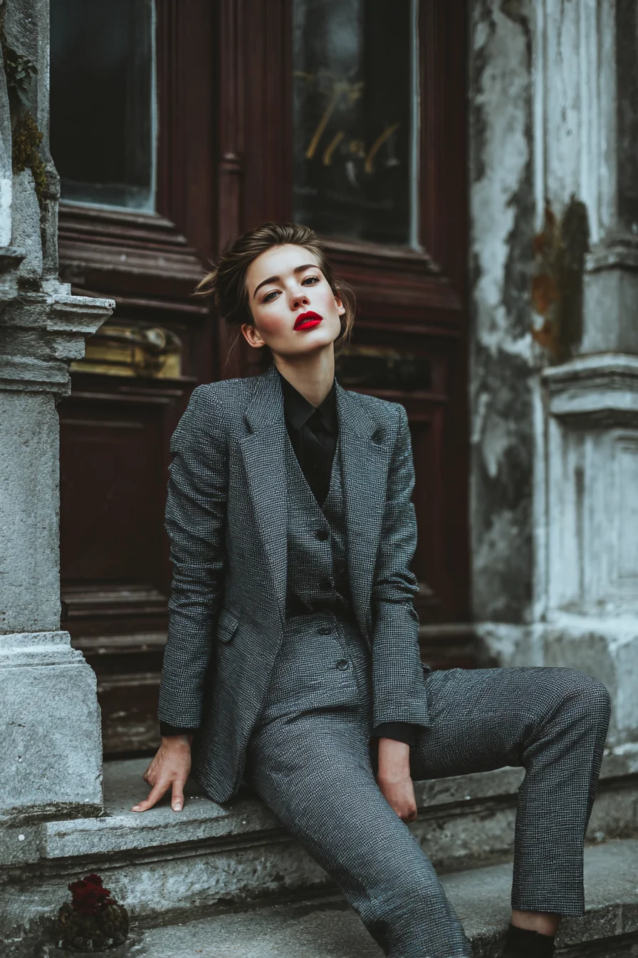 Sharp Tailoring, Bold Red Lip