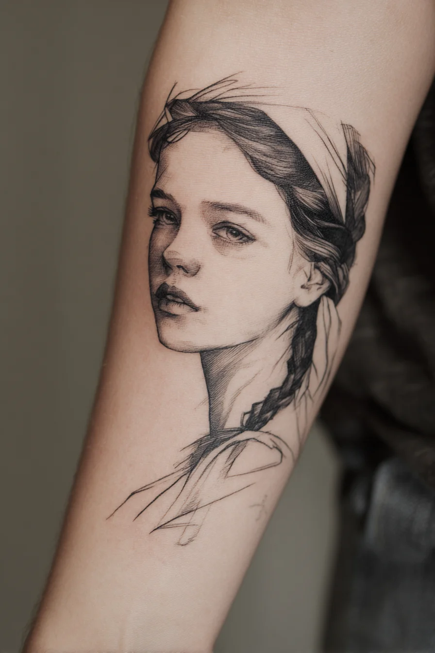 Sketch Portrait Etched in Skin