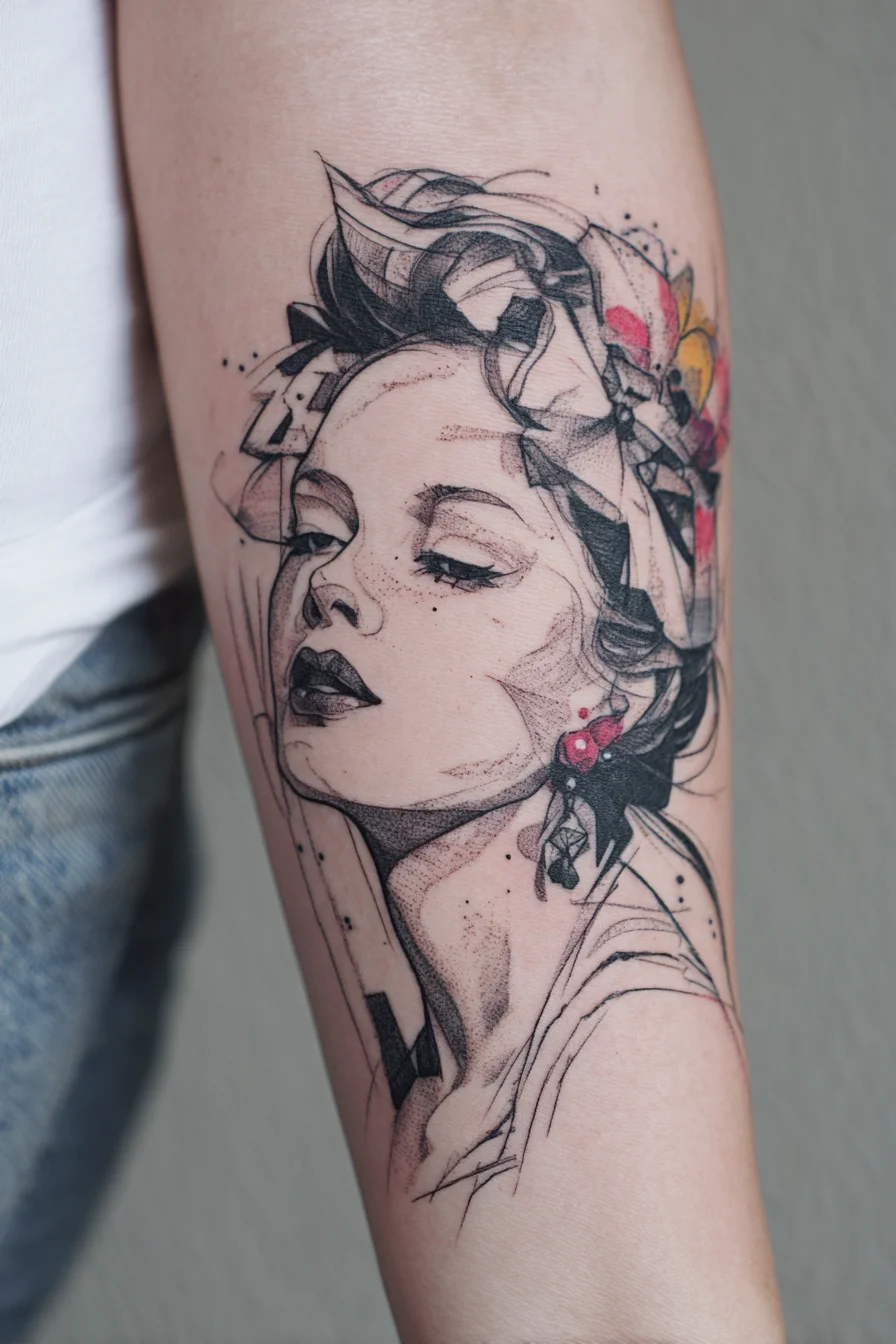 Sketch Portrait in Ink and Color