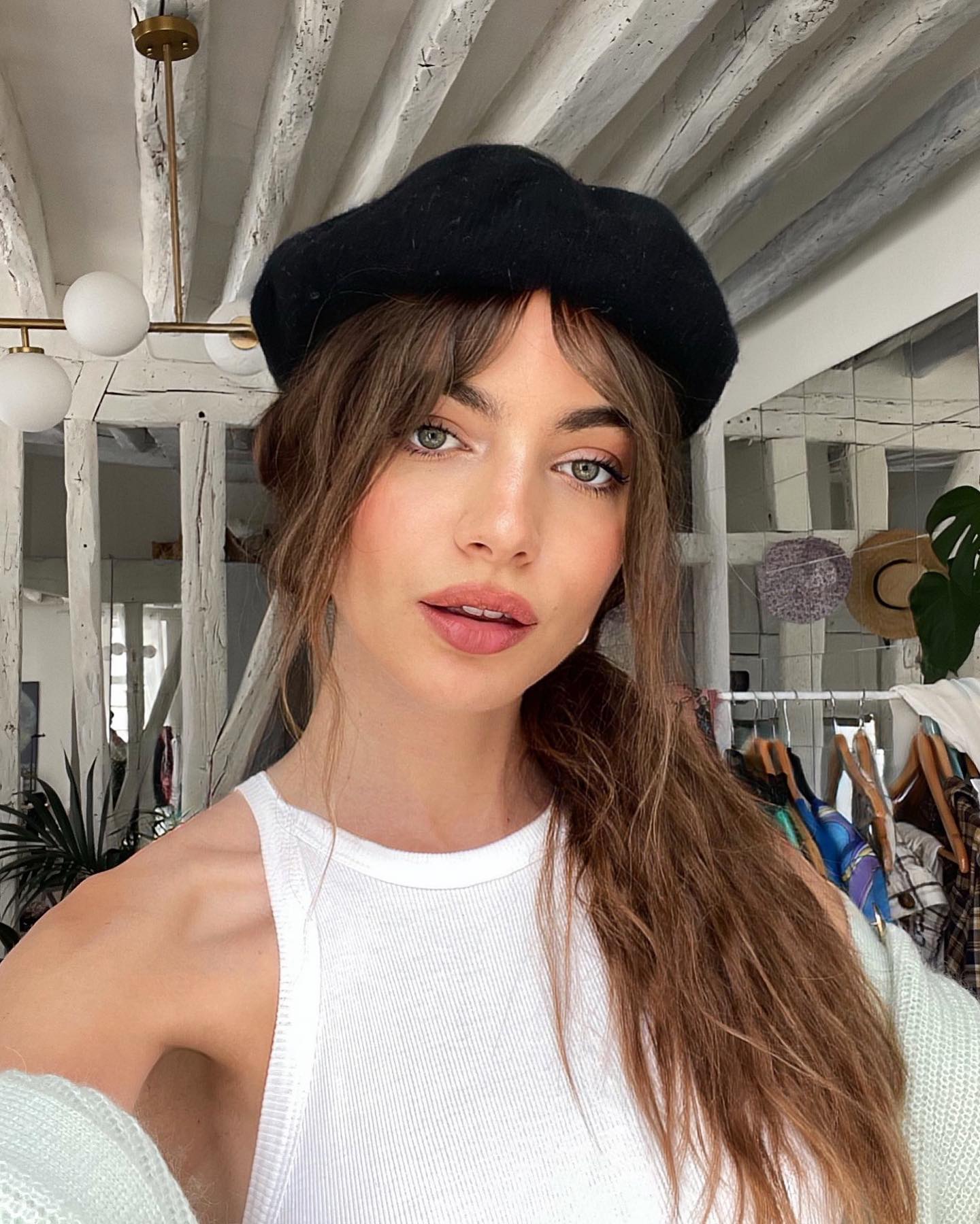 Curtain Bangs With Low Ponytail — Winter Hat Hairstyles