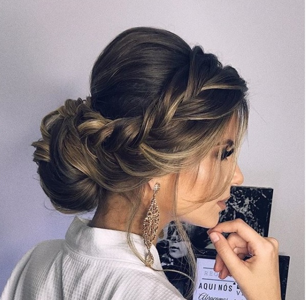 Braided Updo With Textured Waves — Winter Party Hairstyles