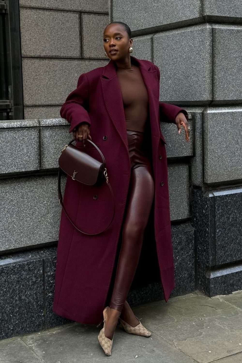 Chic Daytime Evening Outfit Idea — Burgundy Outfits