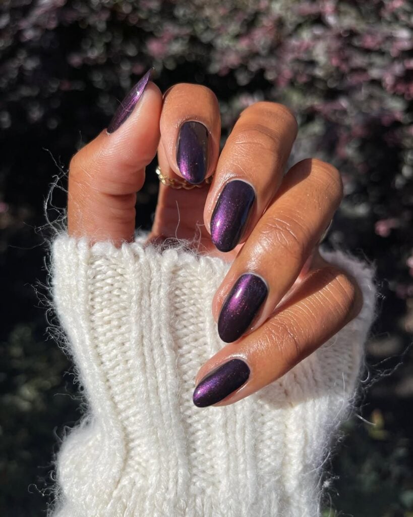 Deep Purple With Subtle Shimmer — Winter Nail Colors for Dark Skin